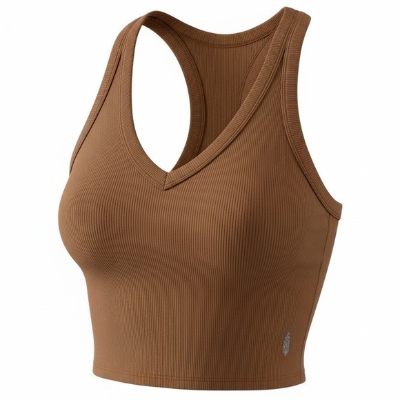 FP Movement by Free People Tops - Free People FP Movement All Clear Crop Tank Top XL Cedar Brown Ribbed V-Neck